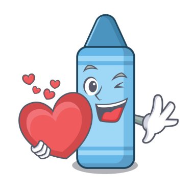 Karakter şeklinde kalp mavisi boya kalemiyle