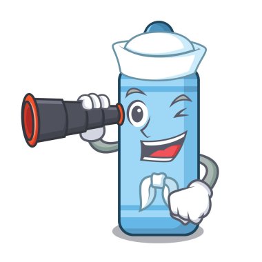 Karakter şeklinde dürbün mavi boya kalemi ile Denizci