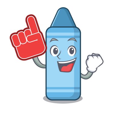 Bir karikatür kitap üzerinde köpük parmak mavi boya kalemi