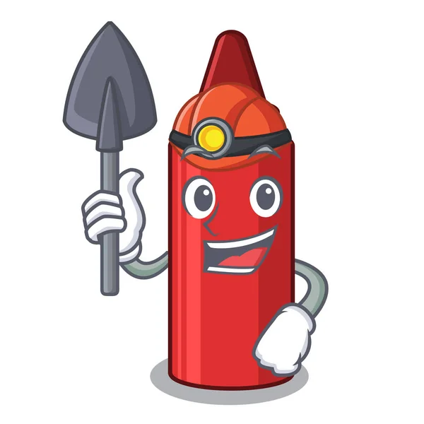 Miner red crayon in a cartoon bag — Stock Vector
