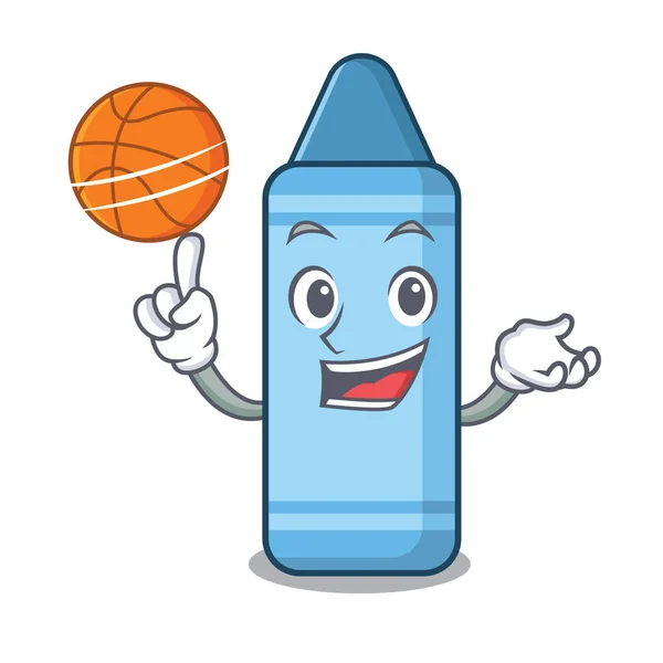 With basketball blue crayon isolated in the mascot — 스톡 벡터