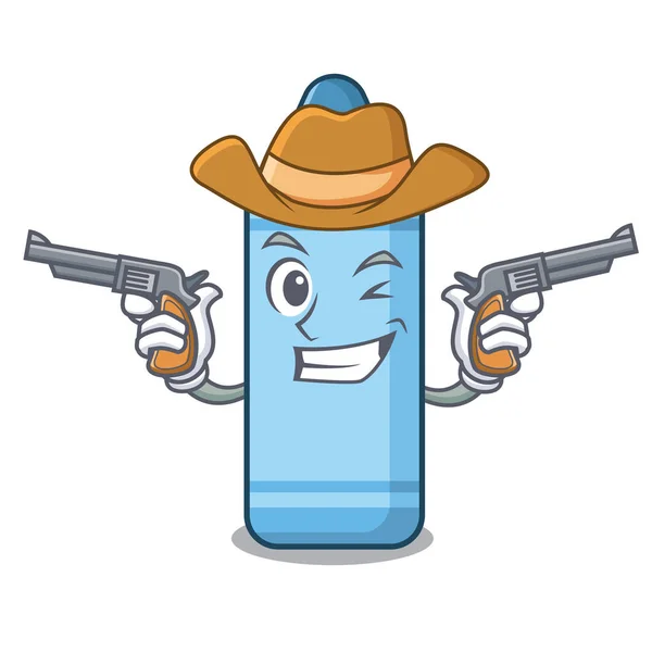 Cowboy crayon azul isolado na mascote —  Vetores de Stock