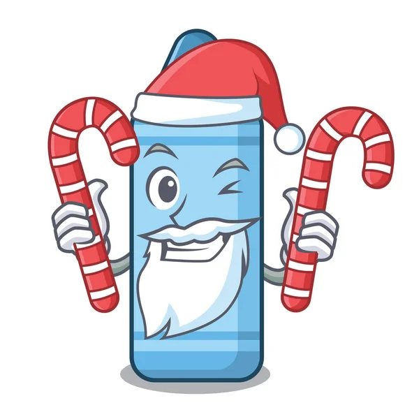 圣诞老人与糖果蓝色蜡笔上方的卡通书 — 图库矢量图片