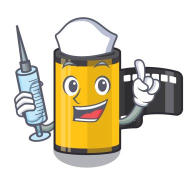 Hemşire kamera rulo karakteri ile izole