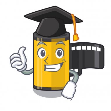 Mezuniyet kamera rulo karakteri ile izole