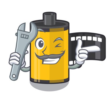 Karikatür çekmecesinde mekanik kamera rulo