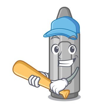 Çizgi film ile izole beyzbol gri boya kalemi oynamak