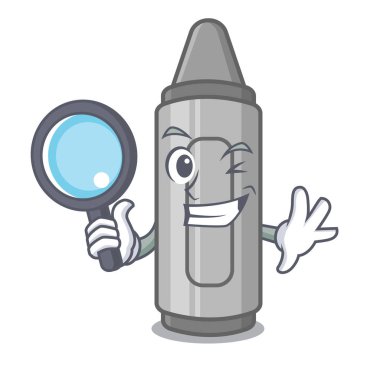 Karakter ahşap masa üzerinde Dedektif gri boya kalemi