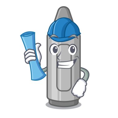 Karakter ahşap masa üzerinde Mimar gri boya kalemi