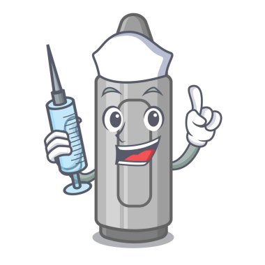 Karakter ahşap masa üzerinde Hemşire gri boya kalemi