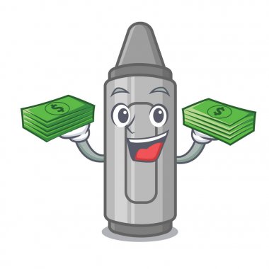 Para çantası, maskot şeklinde gri boya kalemi.