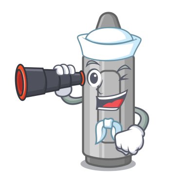 Maskot şeklinde dürbün gri boya kalemi ile Denizci