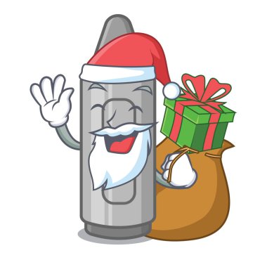 Bir çanta karikatür hediye gri boya kalemi ile Santa