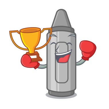 Bir çanta karikatür boks kazanan gri boya kalemi