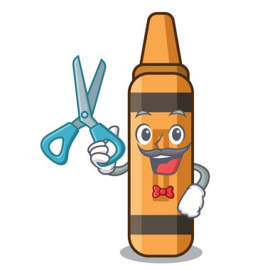 Maskot kitabının üzerinde berber turuncu boya kalemi