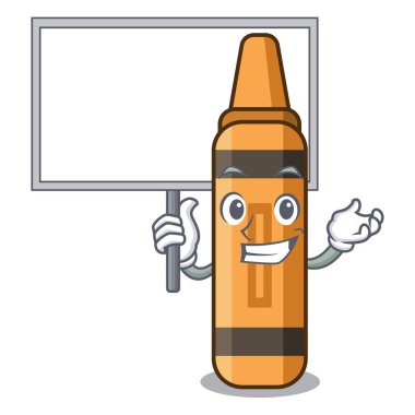 Maskot kitabının üzerine tahta turuncu boya kalemi getirin