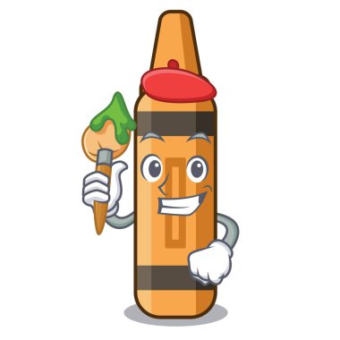 Maskot kitabının üzerinde sanatçı turuncu boya kalemi