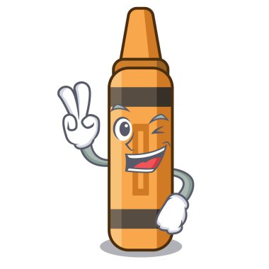 Karakterizole iki parmak turuncu boya kalemi