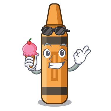 Karakterde izole edilmiş dondurma turuncu boya kalemiyle