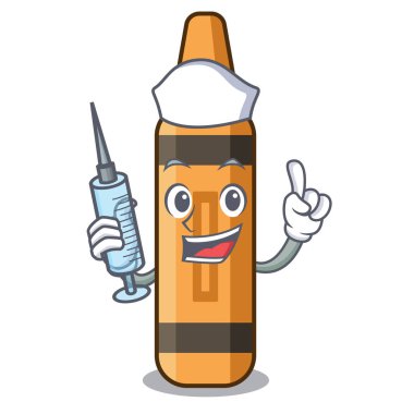 Hemşire turuncu boya kalemi karakter izole