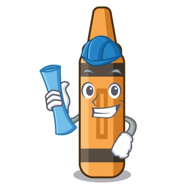 Mimar turuncu boya kalemi karakter izole