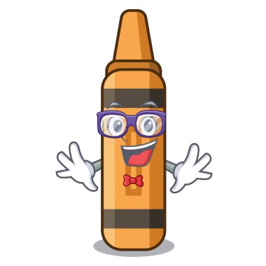 Geek turuncu boya kalemi karakter izole