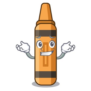 Karakter izole turuncu boya kalemi sırıtarak