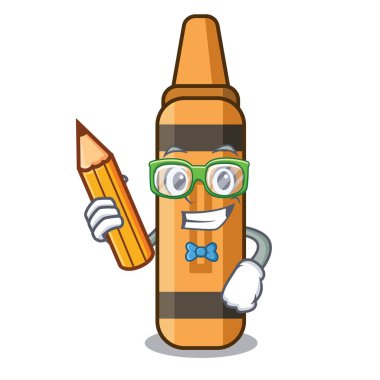 Öğrenci turuncu boya kalemi karakter izole