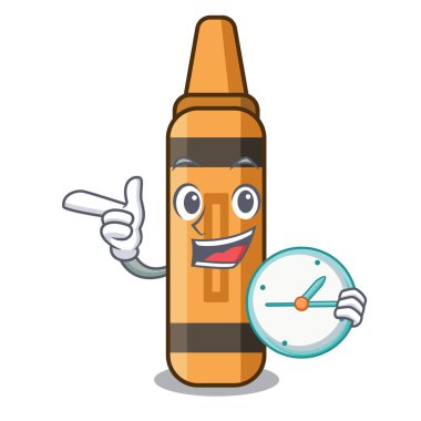 Karakterde izole edilmiş saat turuncu boya kalemi ile