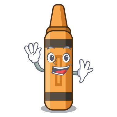 Karakter izole turuncu boya kalemi sallayarak