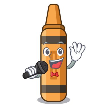 Karikatür şeklinde singing turuncu boya kalemi