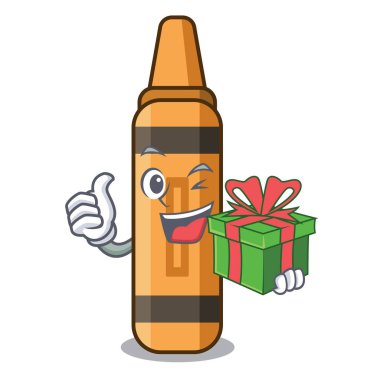 Çizgi film şeklinde turuncu boya kalemiyle