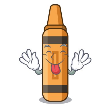 Bir karikatür cüzdan turuncu boya kalemi dışarı Dil