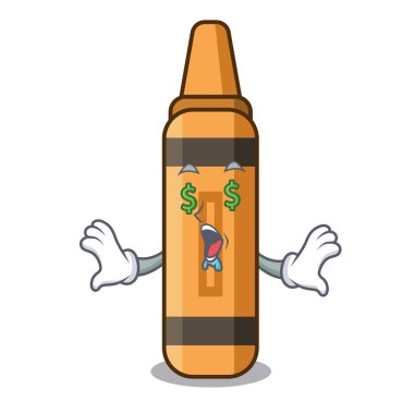 Bir karikatür cüzdan para göz turuncu boya kalemi