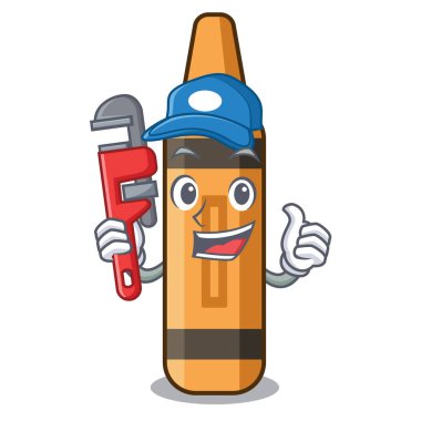 Bir karikatür cüzdan tesisatçı turuncu boya kalemi