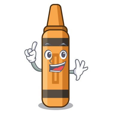 Bir karikatür cüzdan parmak turuncu boya kalemi