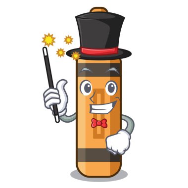 Bir karikatür cüzdan Magician turuncu boya kalemi