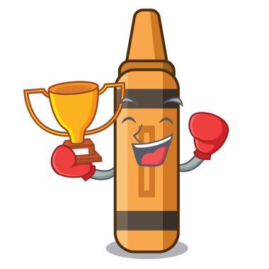 Bir karikatür cüzdan boks kazanan turuncu boya kalemi