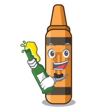 Çizgi film cüzdanında bira turuncusu boya kalemiyle