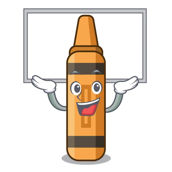 Up Board oranje Crayon boven de mascotte boek — Stockvector