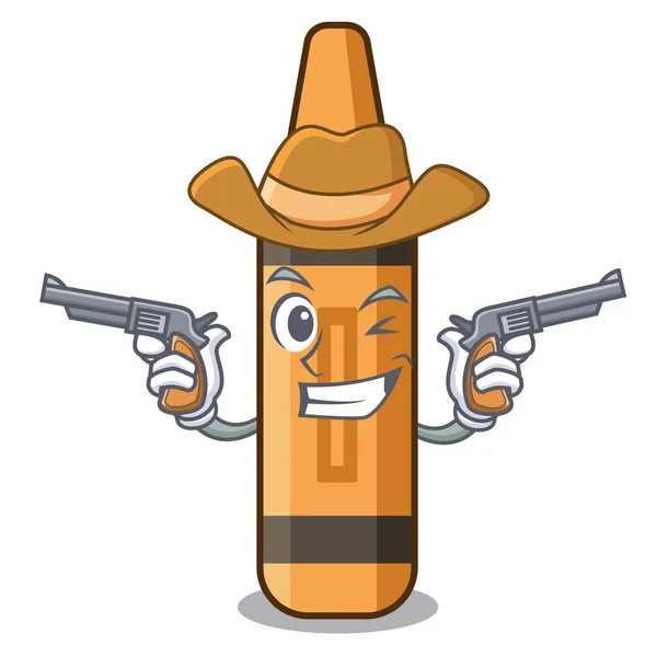 Crayon orange cowboy au-dessus du livre de mascotte — Image vectorielle