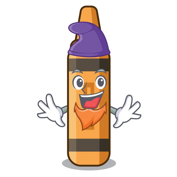 Elf orange crayon above the mascot book — Stock Vector