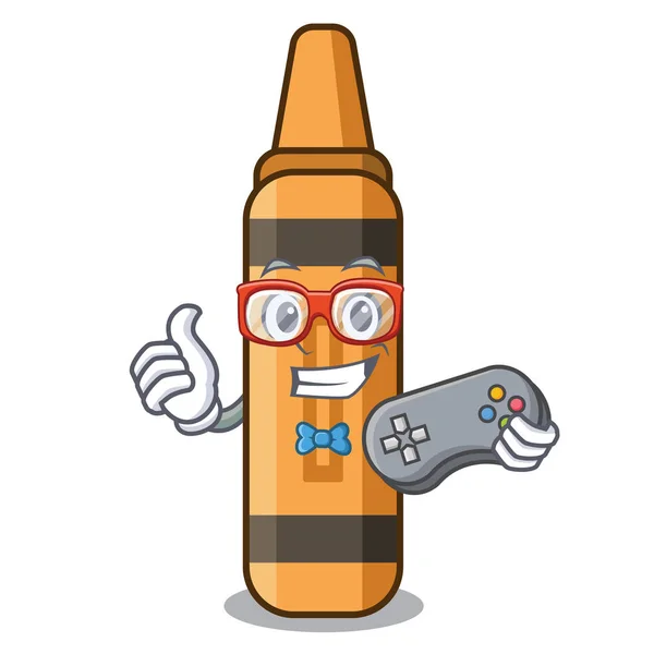 Gamer oranje Crayon in de cartoon vorm — Stockvector