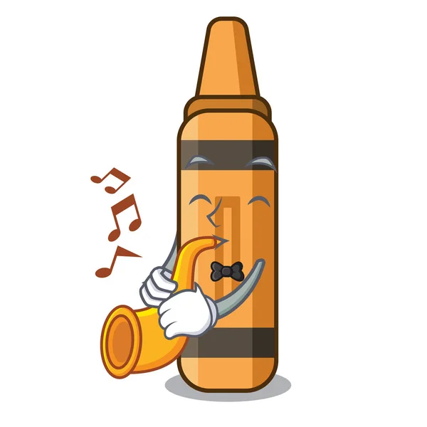 With trumpet orange crayon in the cartoon shape — 스톡 벡터