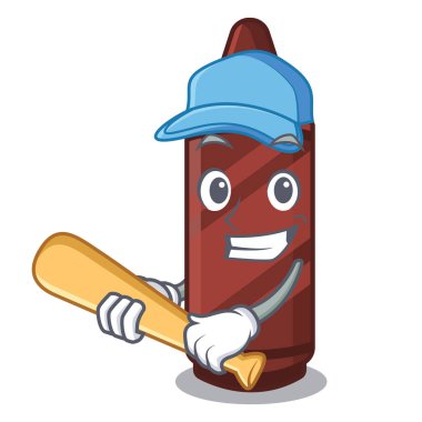 Bir karakter kitabı üzerinde beyzbol kahverengi boya kalemi oynamak