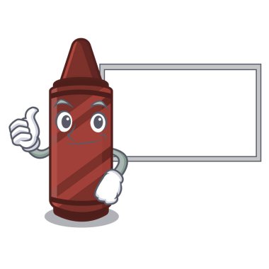 Bir karakter kitabı üzerinde tahta kahverengi boya kalemi ile Thumbs up