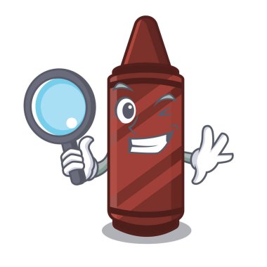 Maskot ile izole Dedektif kahverengi boya kalemi