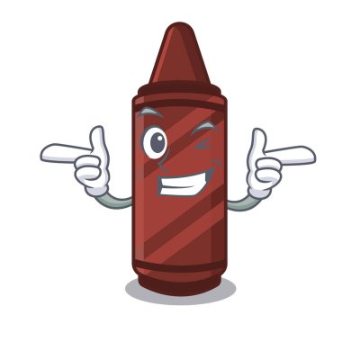 Maskotla izole edilmiş kahverengi boya kalemi.