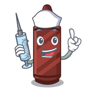 Hemşire kahverengi boya kalemi maskot ile izole