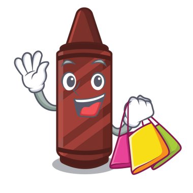 Alışveriş kahverengi boya kalemi maskot ile izole